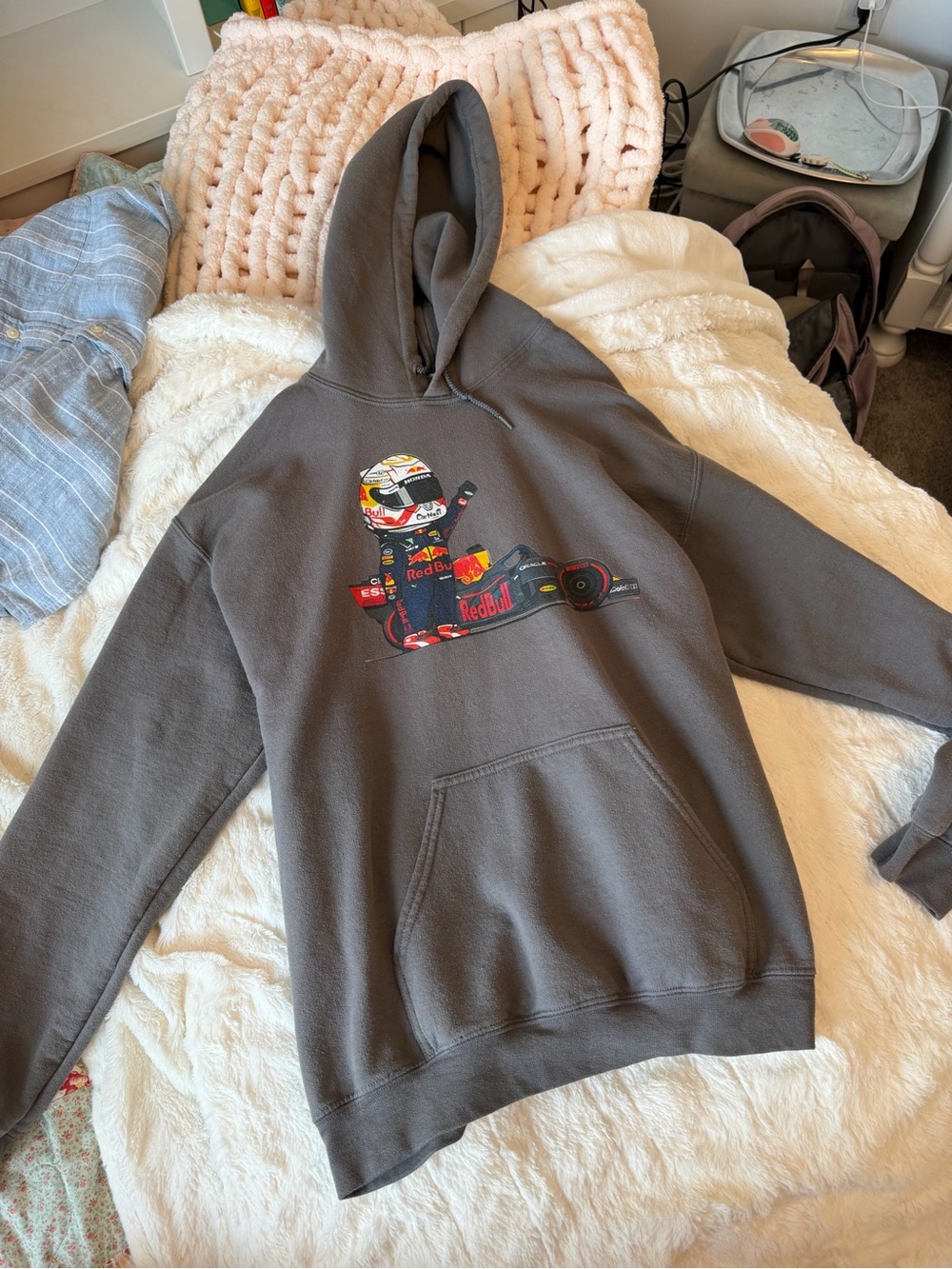Max Verstappen RedBull Racing F1 Dark Gray Hoodie with Racing Graphic